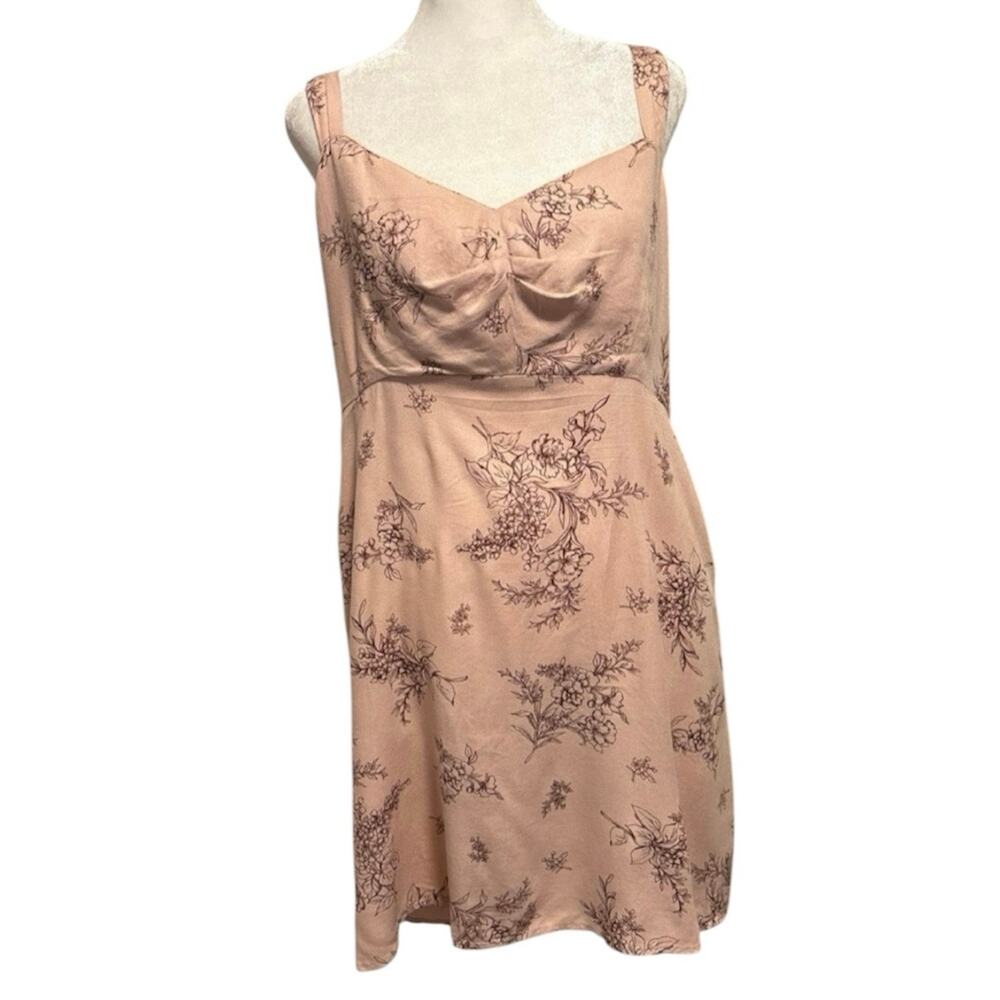 NEW Old Navy Size L Floral Print Mini Dress Smocked Pockets Blush Pink